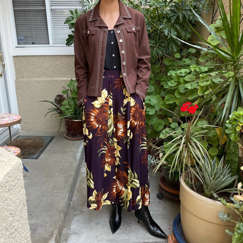 Vintage bright multicolored rayon maxi skirt